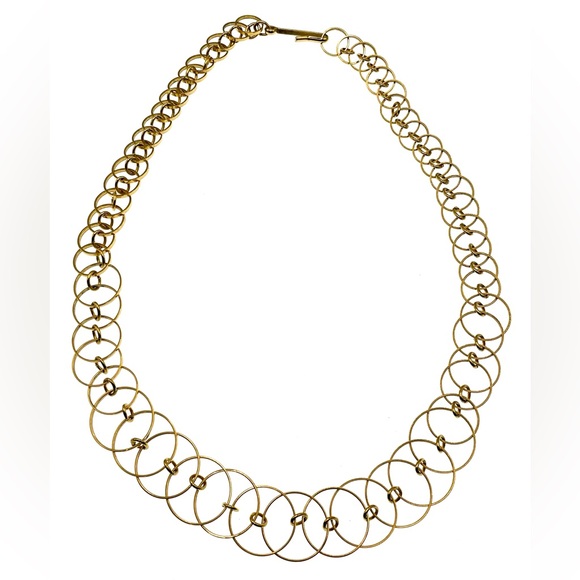 Vintage Unique Gold Tone Graduating Linked Ring Necklace Choker - Picture 7 of 9